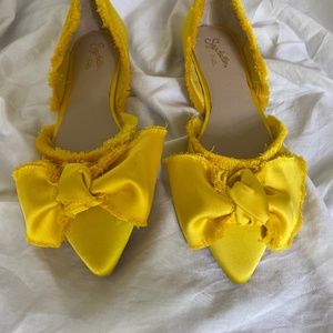 Seychelles Yellow Satin Bow Flats Size 8
